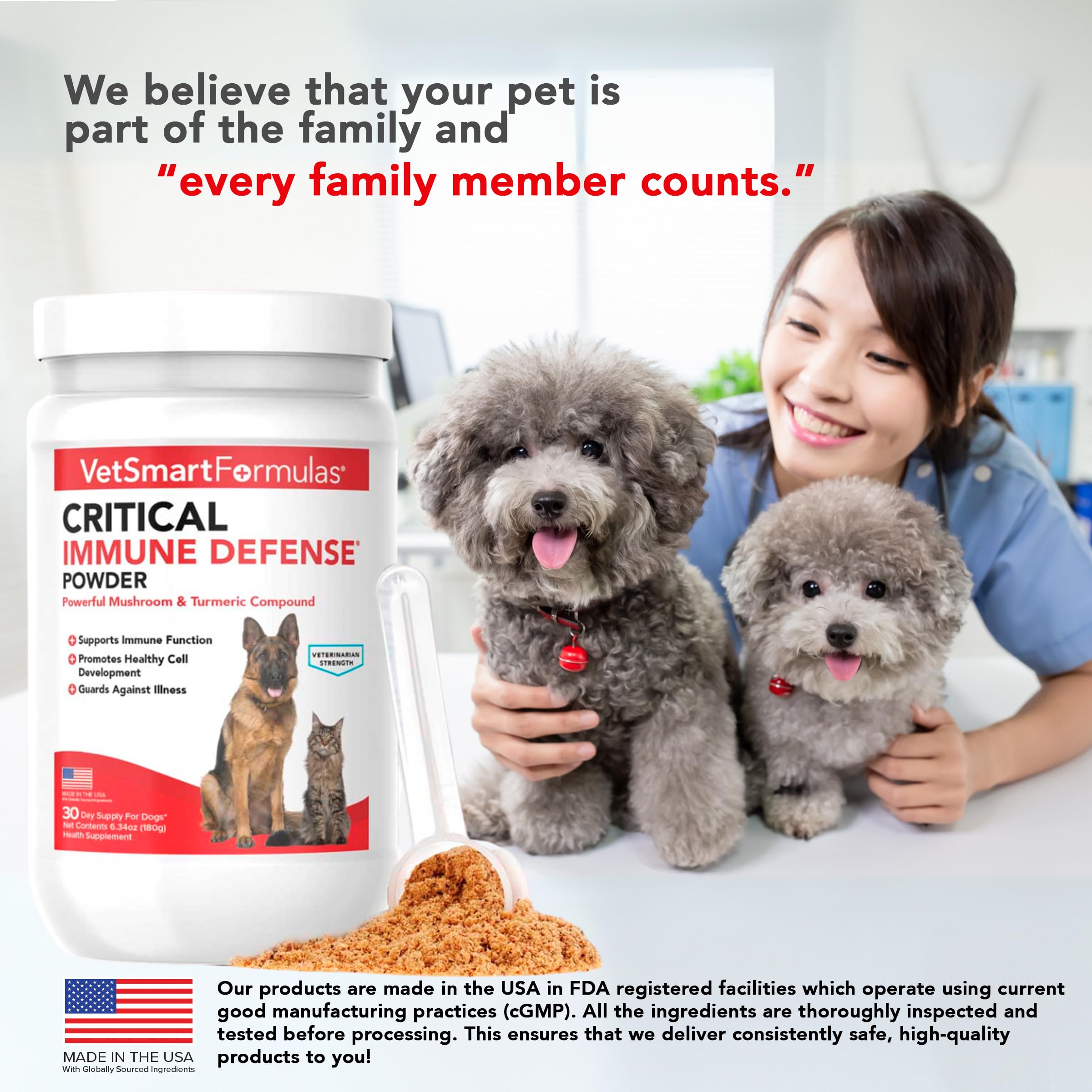 VetSmart Formulas white turmeric extract close-up signals anti-inflammatory potential.