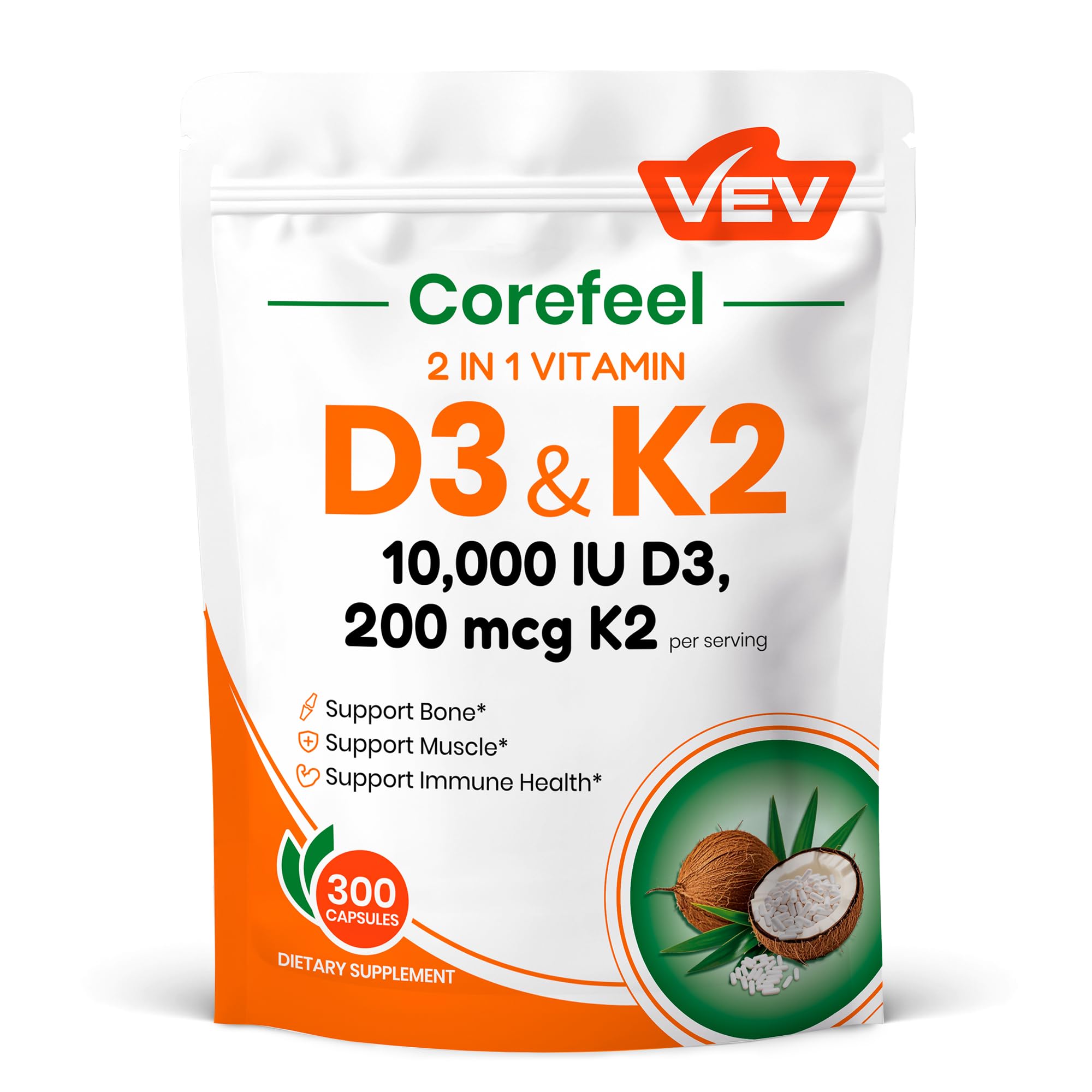VEV Corefeel bottle front shows daily bone support.