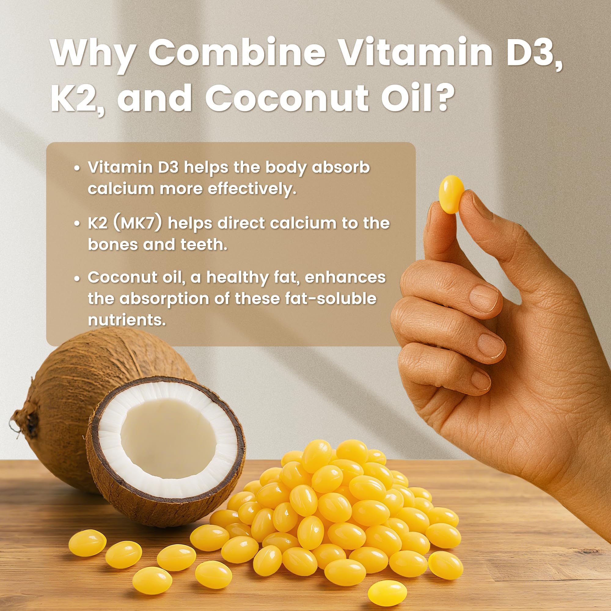 One D3-K2 softgel from VEV Corefeel ready for daily use.
