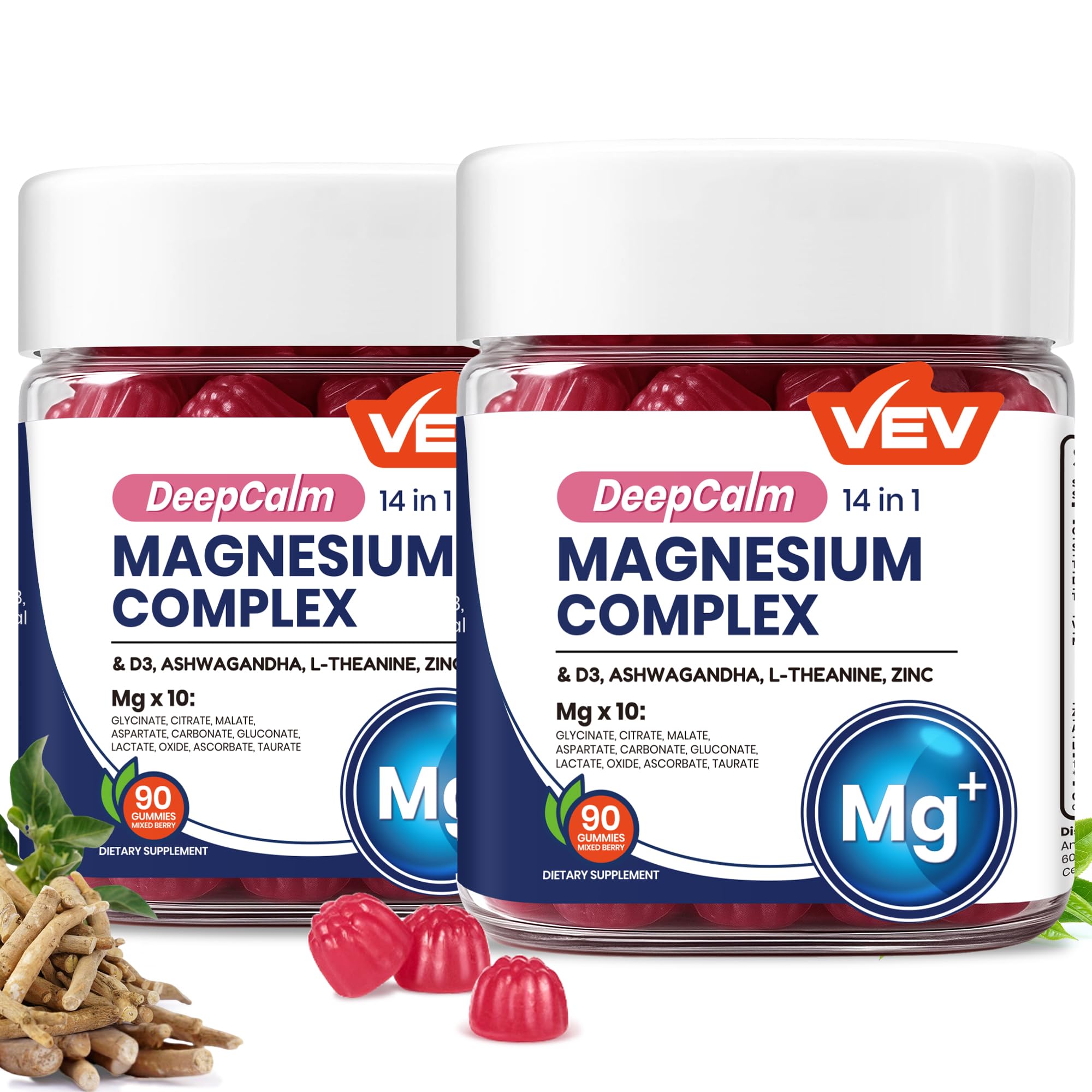 VEV Deep Calm magnesium gummies in berry flavor for steady daily relaxation