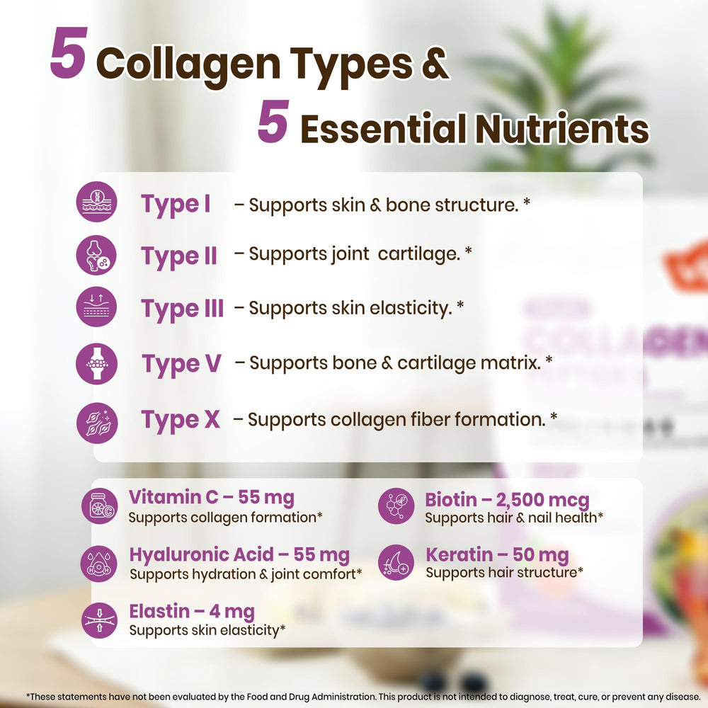 VEV collagen powder dissolves easily in water or tea for quick use