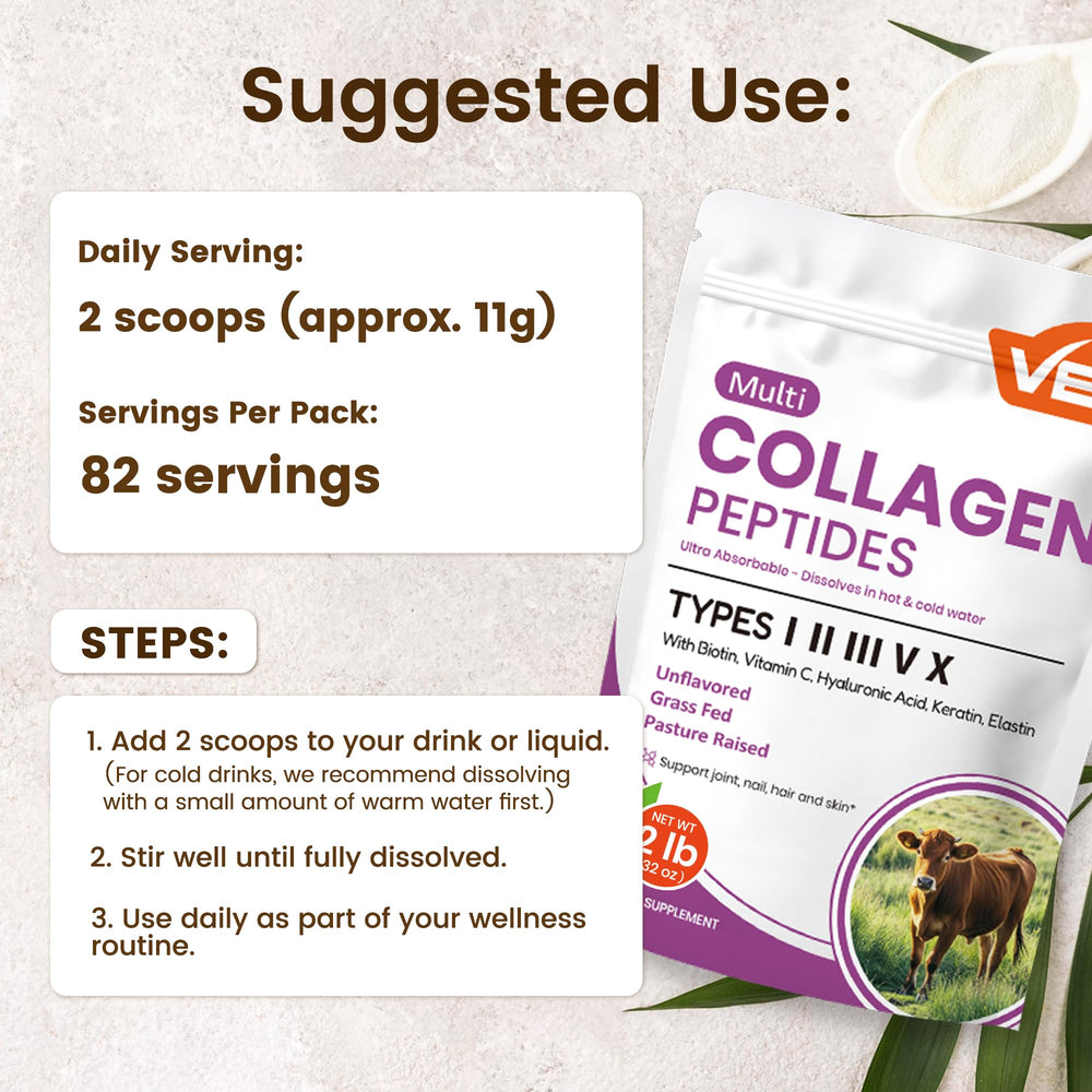 VEV collagen powder blends into smoothies for a tasteless nutrition boost.