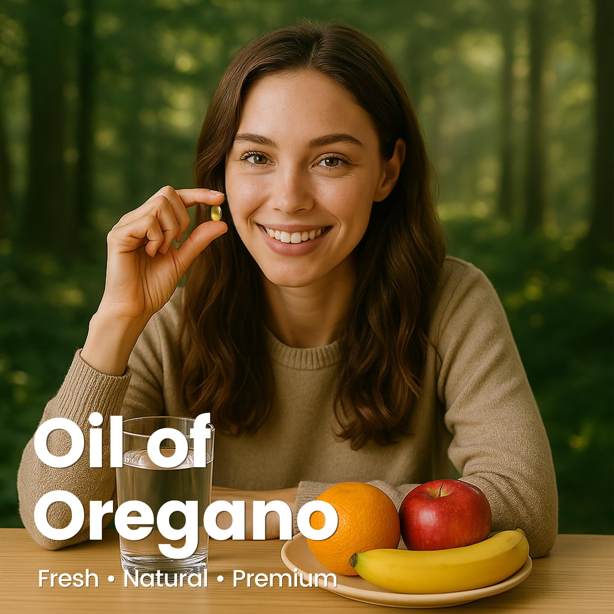 VEV oregano oil bundle with plant-based ingredients and wellness vibe.
