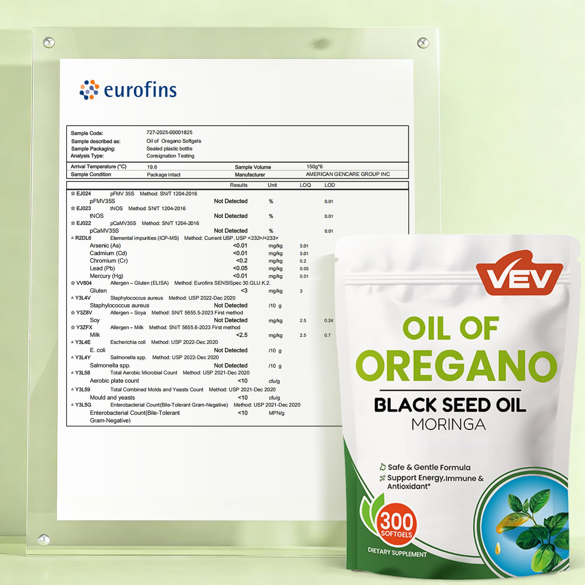 VEV softgels resting in a glass jar for daily capsules.