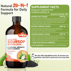 VEV Soursop Bitters pour into glass showing after-meal digestion support.