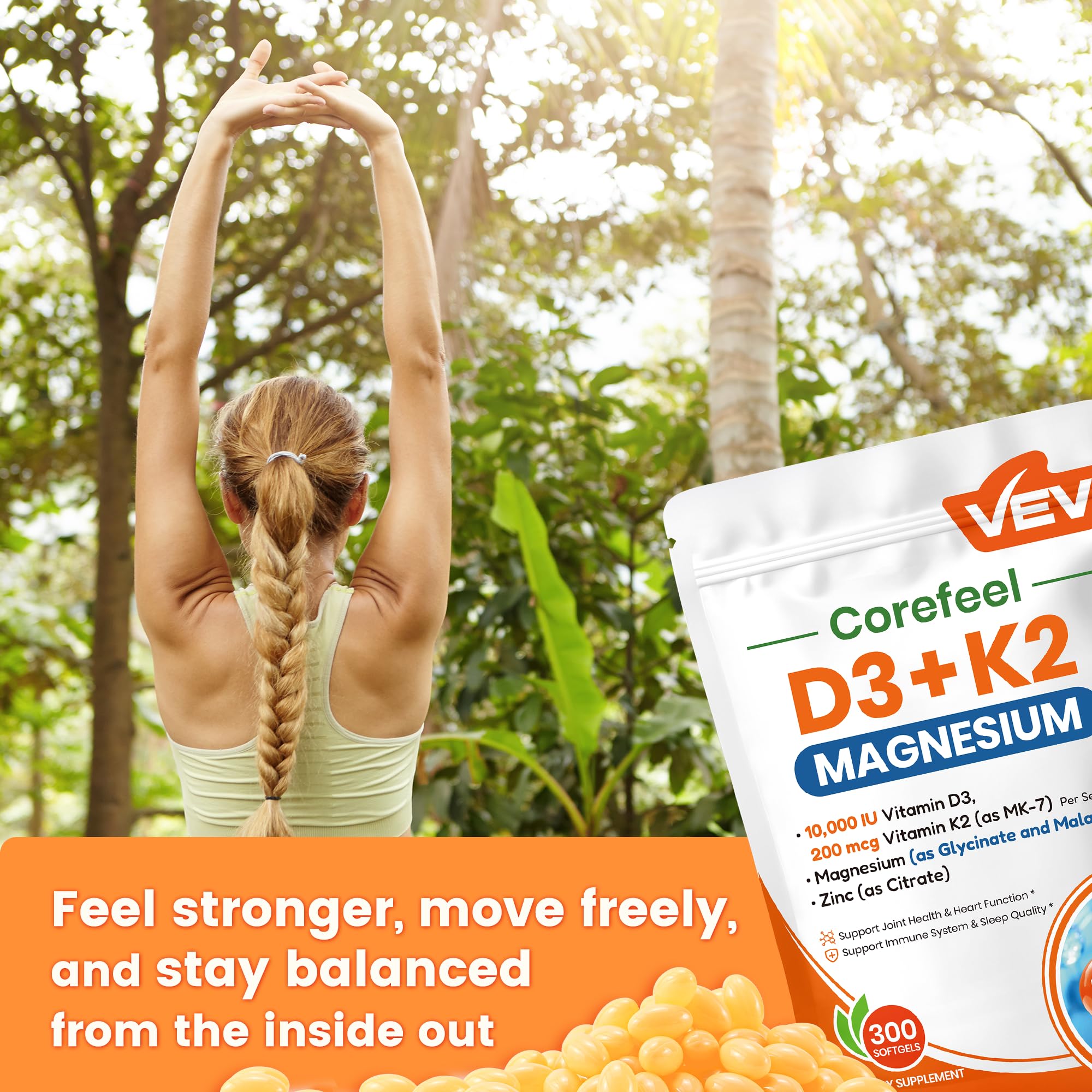 Brand logo on label communicates quality and trust for bone and energy support.