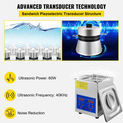VEVOR 2L ultrasonic cleaner lid and tank preserving heat