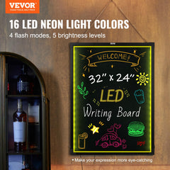 VEVOR 32x24 LED menu sign illuminated for indoor and outdoor use.
