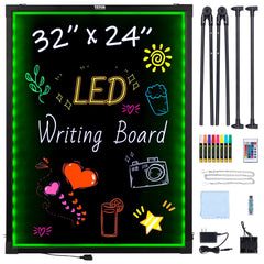 VEVOR 32x24 LED message board front view with vibrant neon colors for menus.