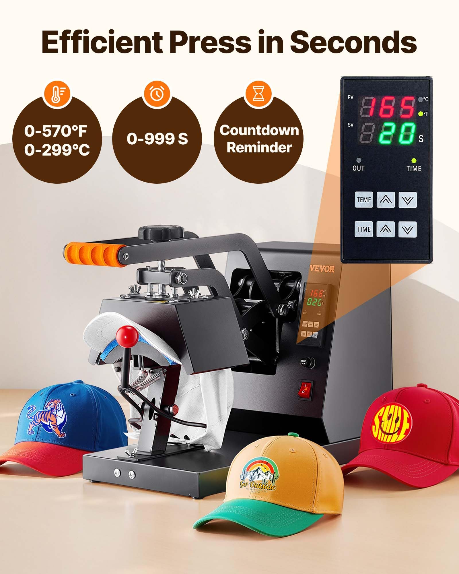 VEVOR 4-in-1 hat press side view with secure base