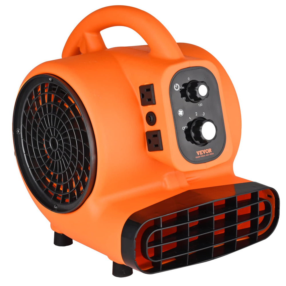 VEVOR Air Mover front view shows compact design for versatile space drying.