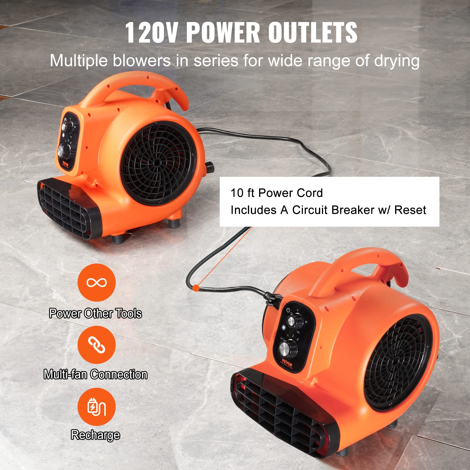 VEVOR Air Mover in kitchen setup shows cooling airflow.