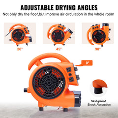 VEVOR Air Mover power cord extends reach with a 10 ft length.
