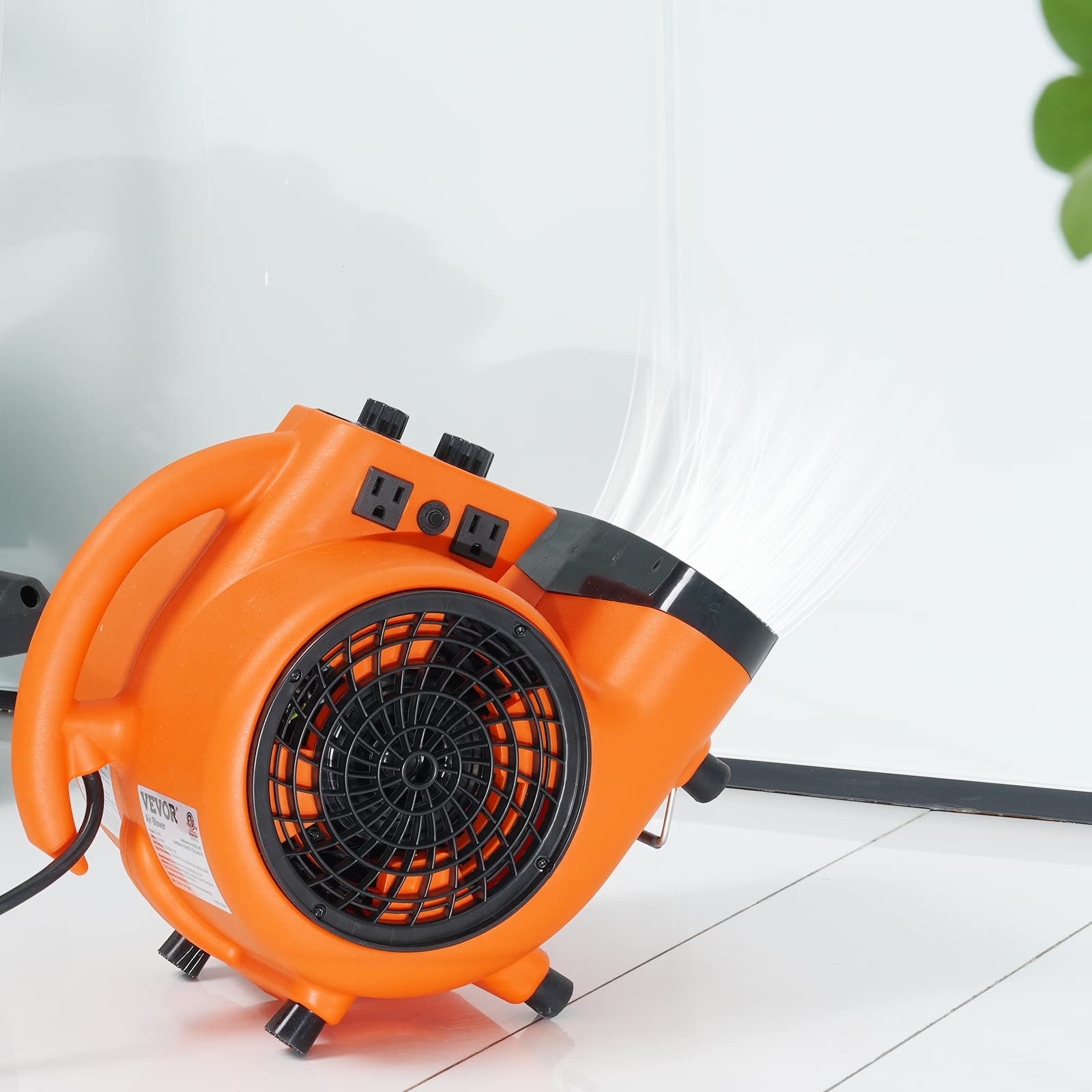 VEVOR Air Mover timer display highlights 3-hour auto-off feature.