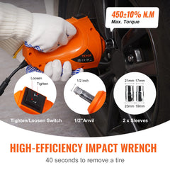 VEVOR built-in inflator tire pump in action for quick inflation