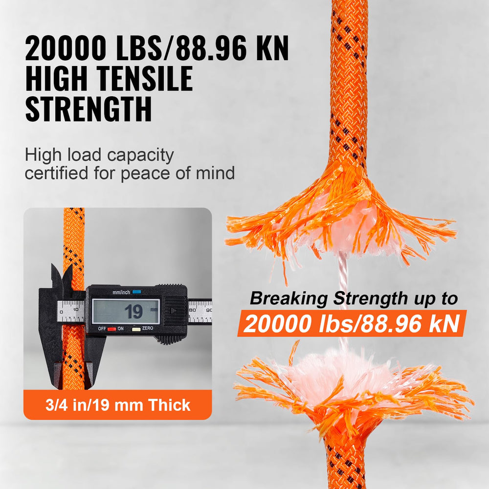 Measuring tape shows 220 ft length of VEVOR rope