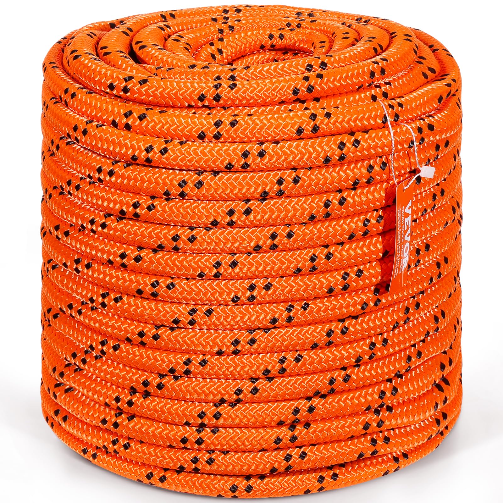 VEVOR double braided rope coil in orange and black for durable outdoor tasks