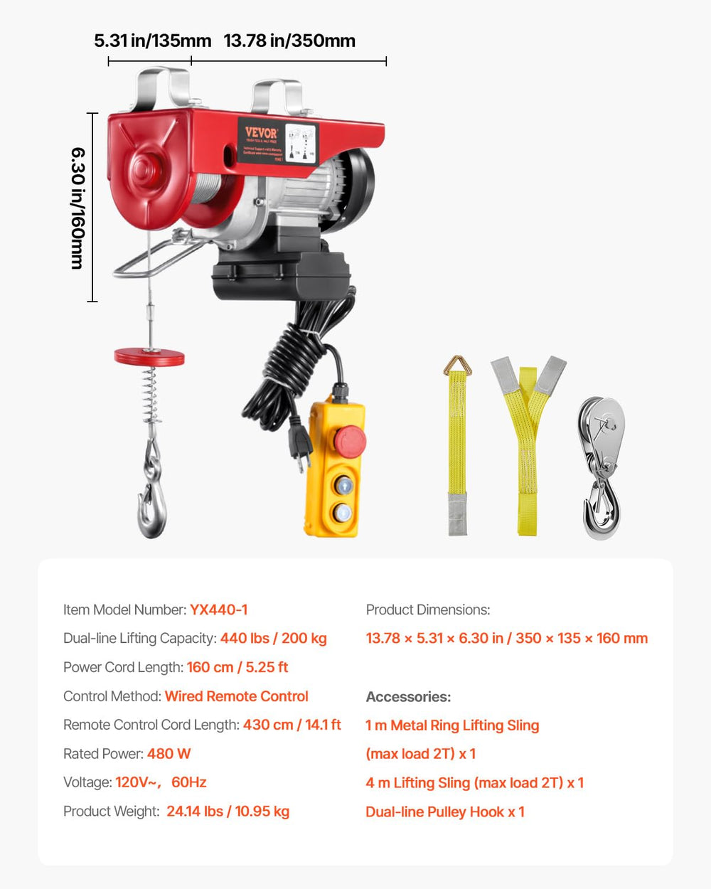 VEVOR electric hoist in factory environment for material handling.