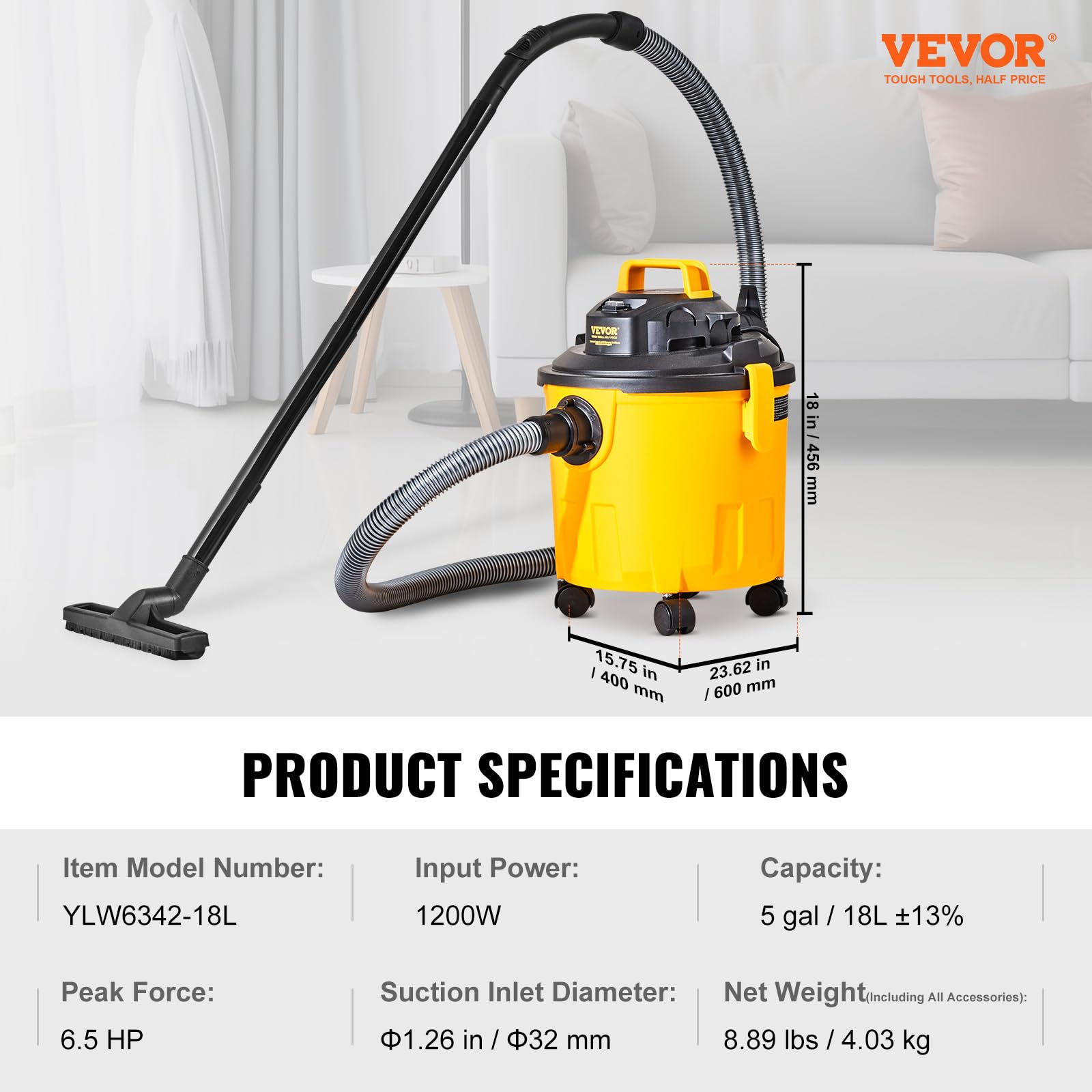 VEVOR flat nozzle cleans walls and corners precisely.