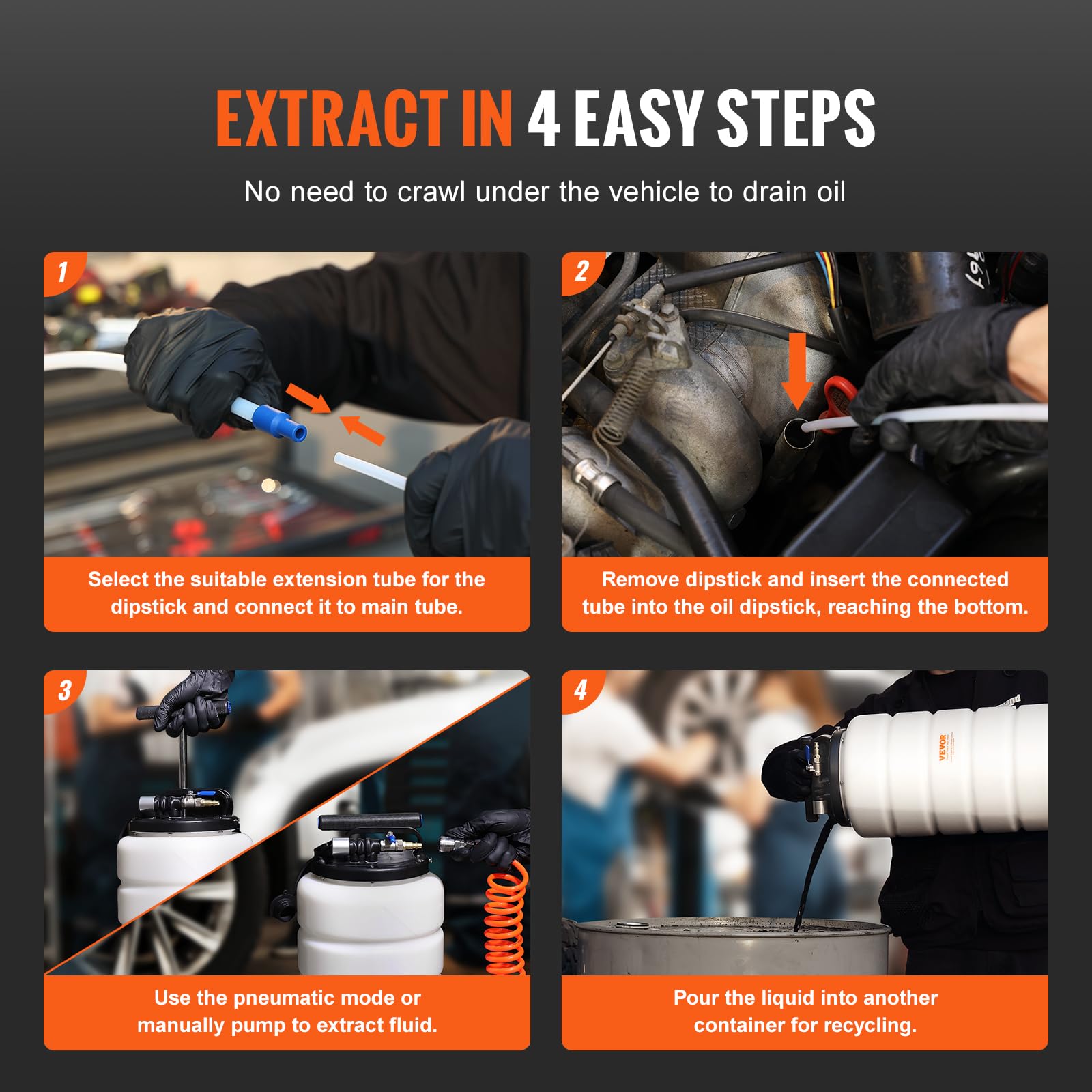 VEVOR extension tube 2 provides extra length for hard-to-reach reservoirs