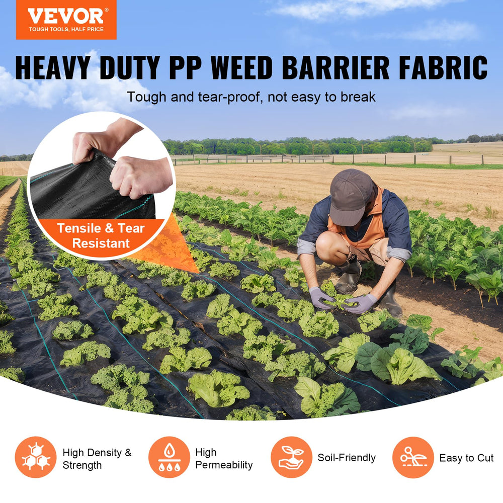 VEVOR landscape fabric breathable layer promotes water and air flow for healthier plants.