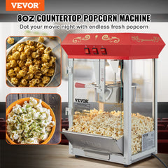 VEVOR popcorn machine 850W heating assembly powers fast batches