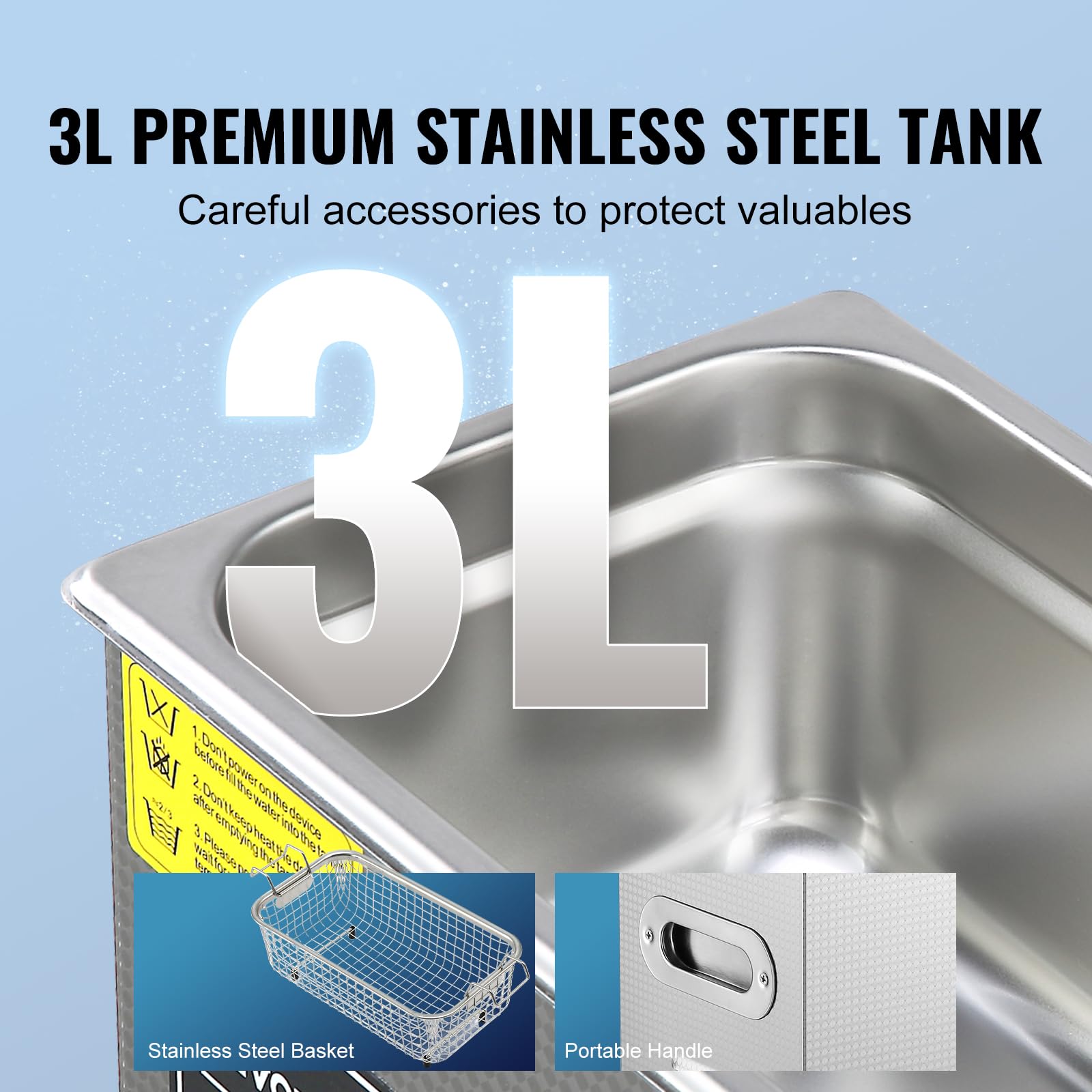 VEVOR Ultrasonic cleaner stainless steel tank highlights durable cleaning chamber