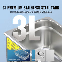 VEVOR Ultrasonic cleaner stainless steel tank highlights durable cleaning chamber