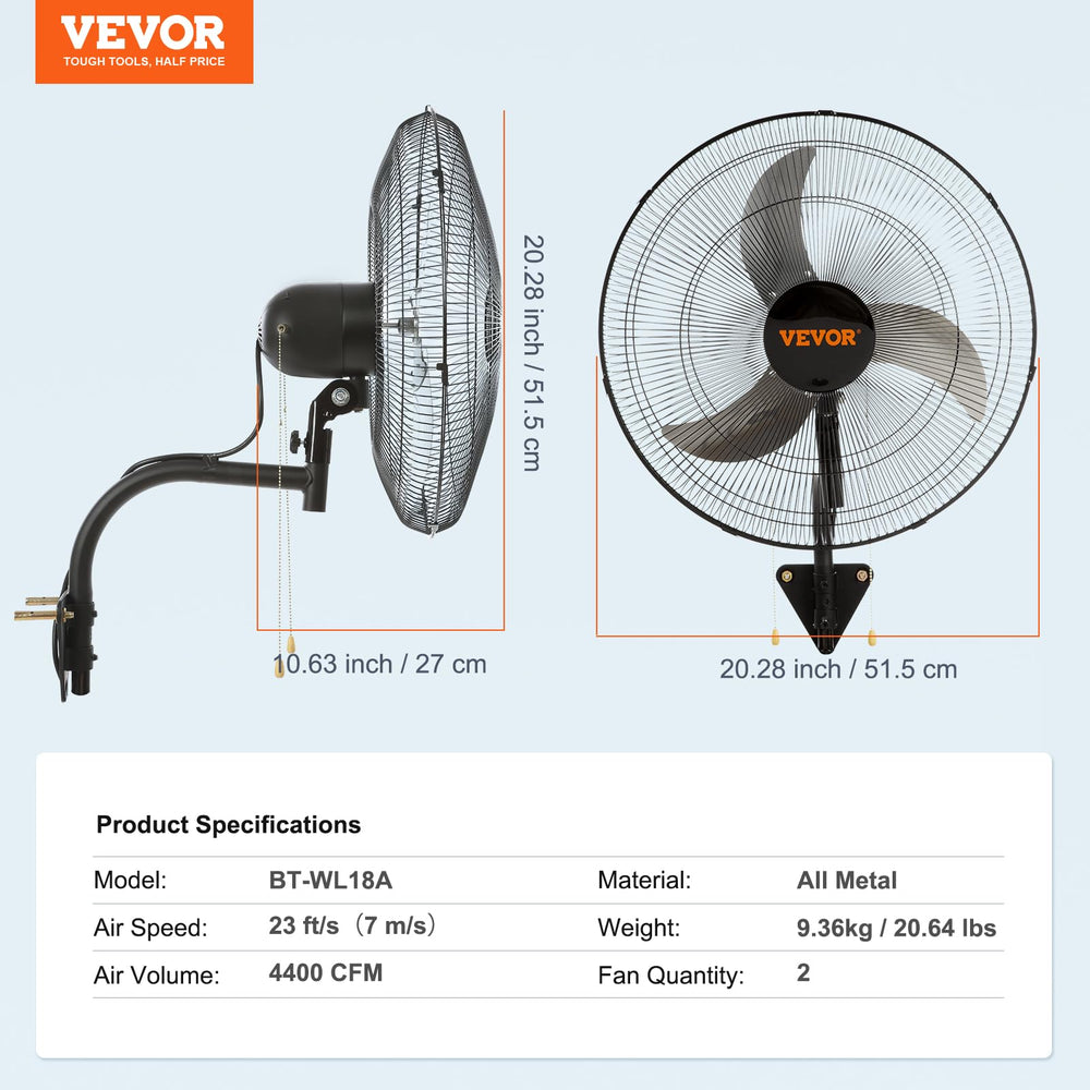 Quiet operation at 1500 RPM with VEVOR wall fan