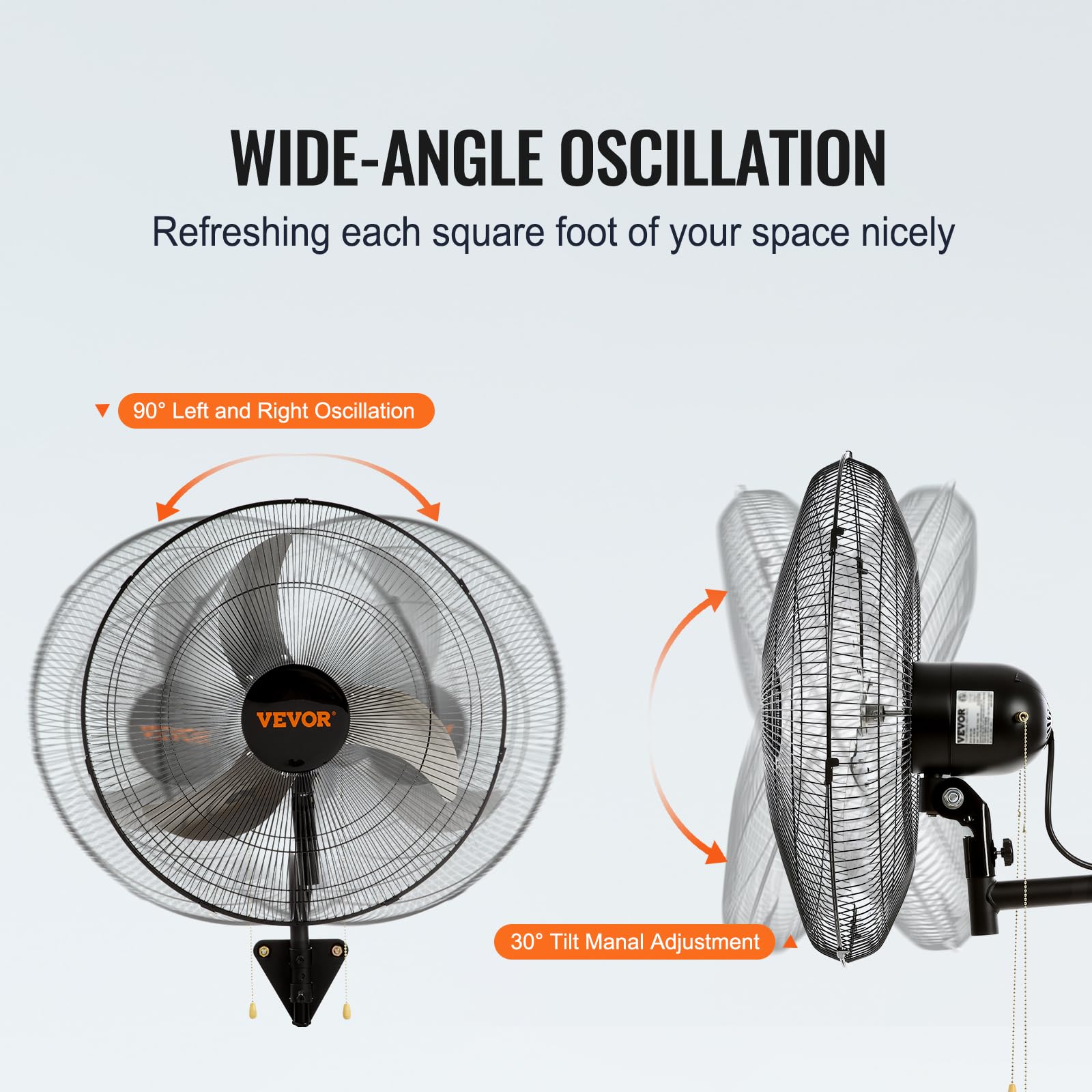 Durable VEVOR wall fan with metal housing and aluminum blades