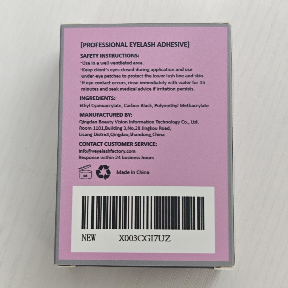 VEYES INC black adhesive bottle blends with lash extensions for seamless finishes.