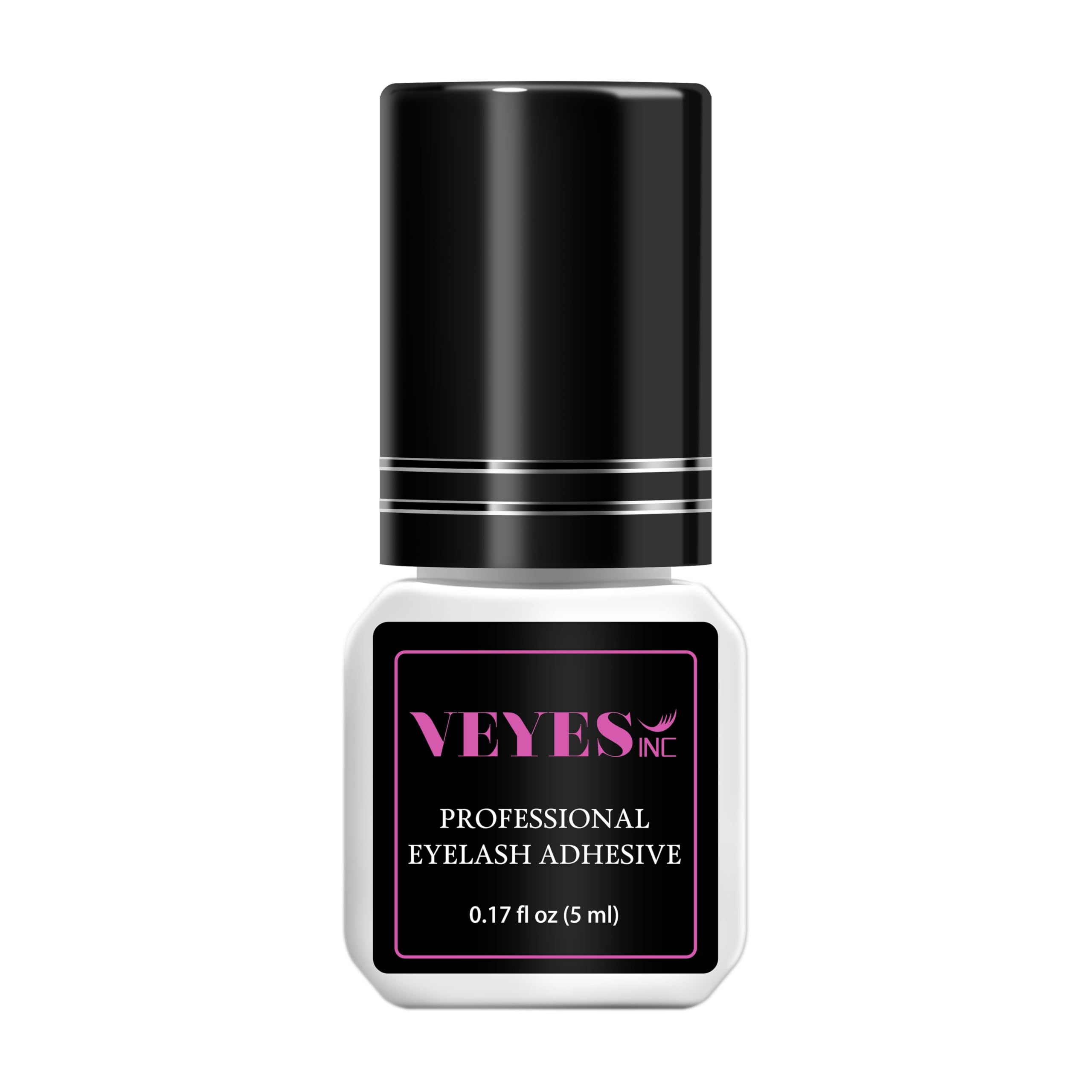 VEYES INC eyelash extension glue 5ml bottle close-up; fast-drying for efficient lash appointments.