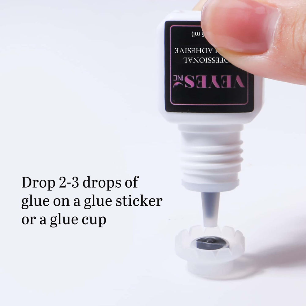 VEYES INC eyelash extension glue application in-salon demonstrates quick tack for efficient service.