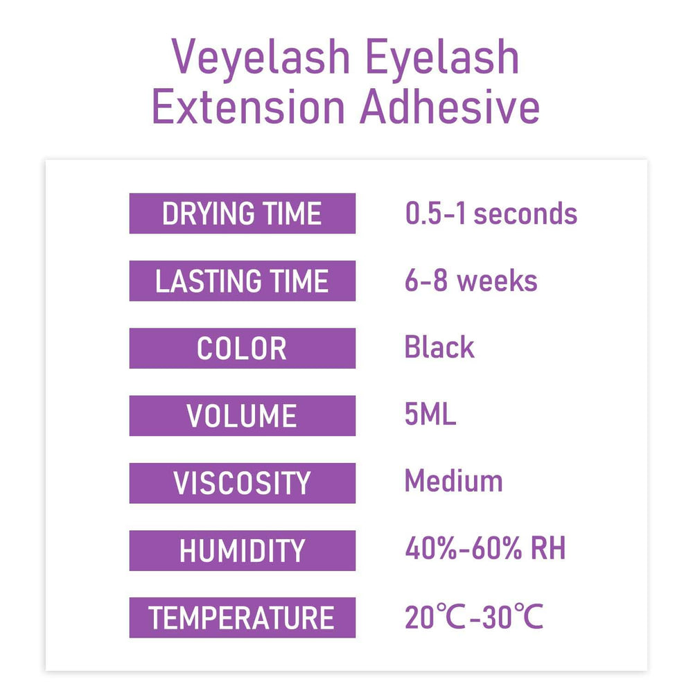 VEYES INC 8-week retention-capable glue supports extended lash lifetimes.