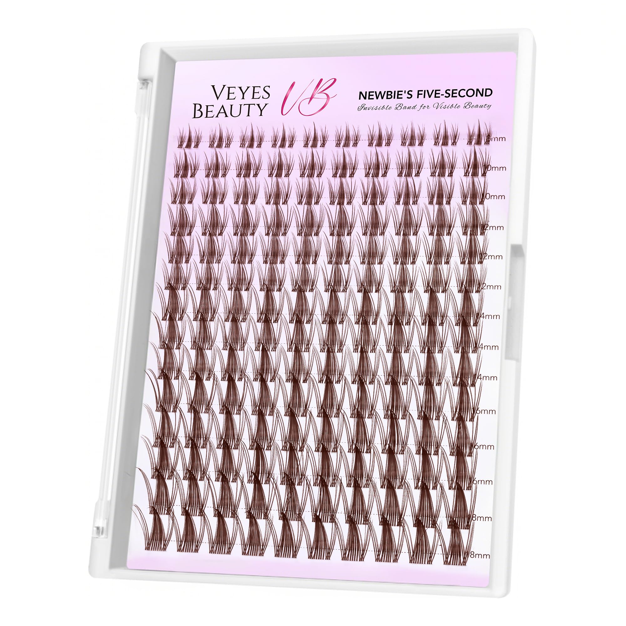 VEYESBEAUTY brown manga lash clusters tray for natural-looking fullness all day