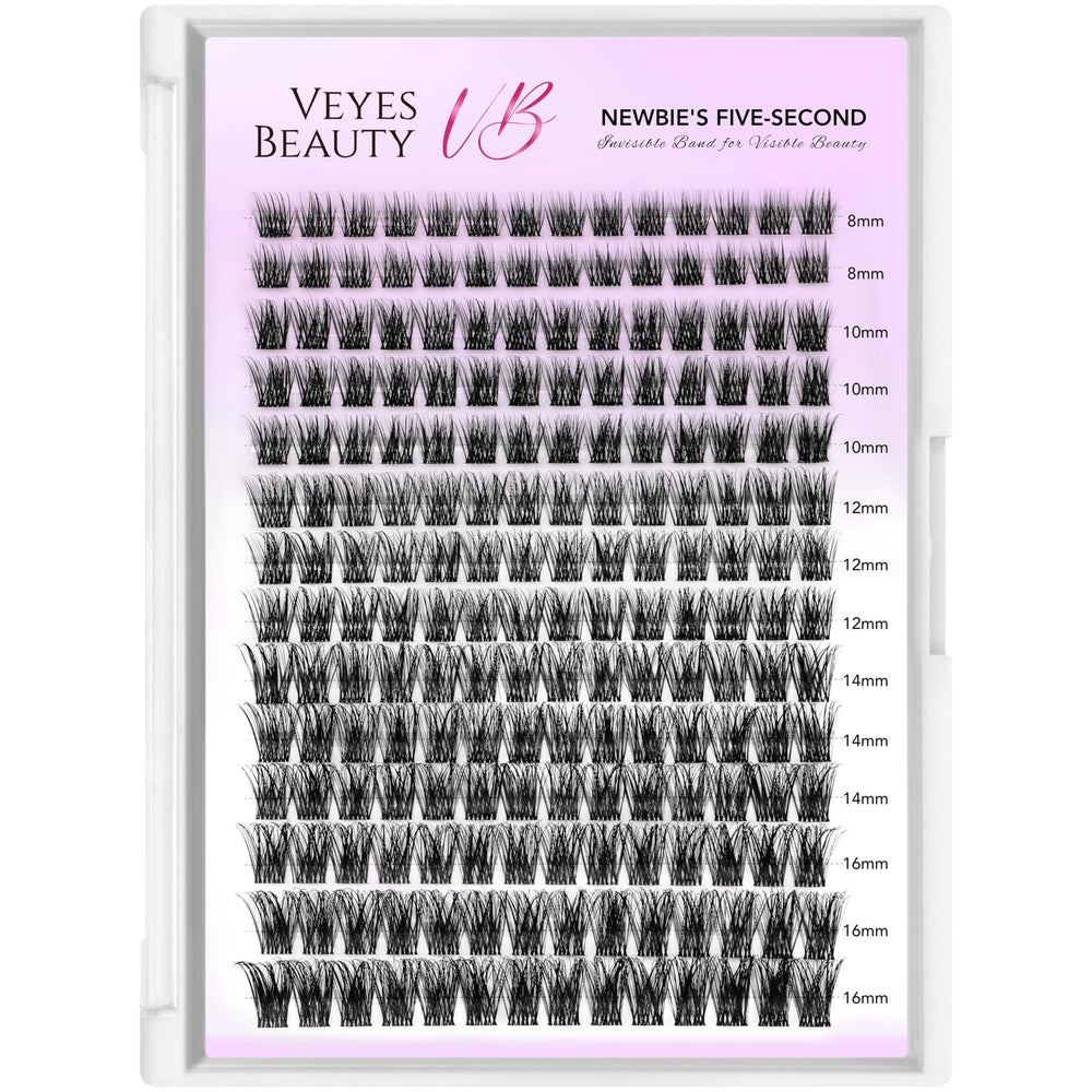 VEYESBEAUTY invisible-band clusters with soft PBT fibers for lightweight comfort.