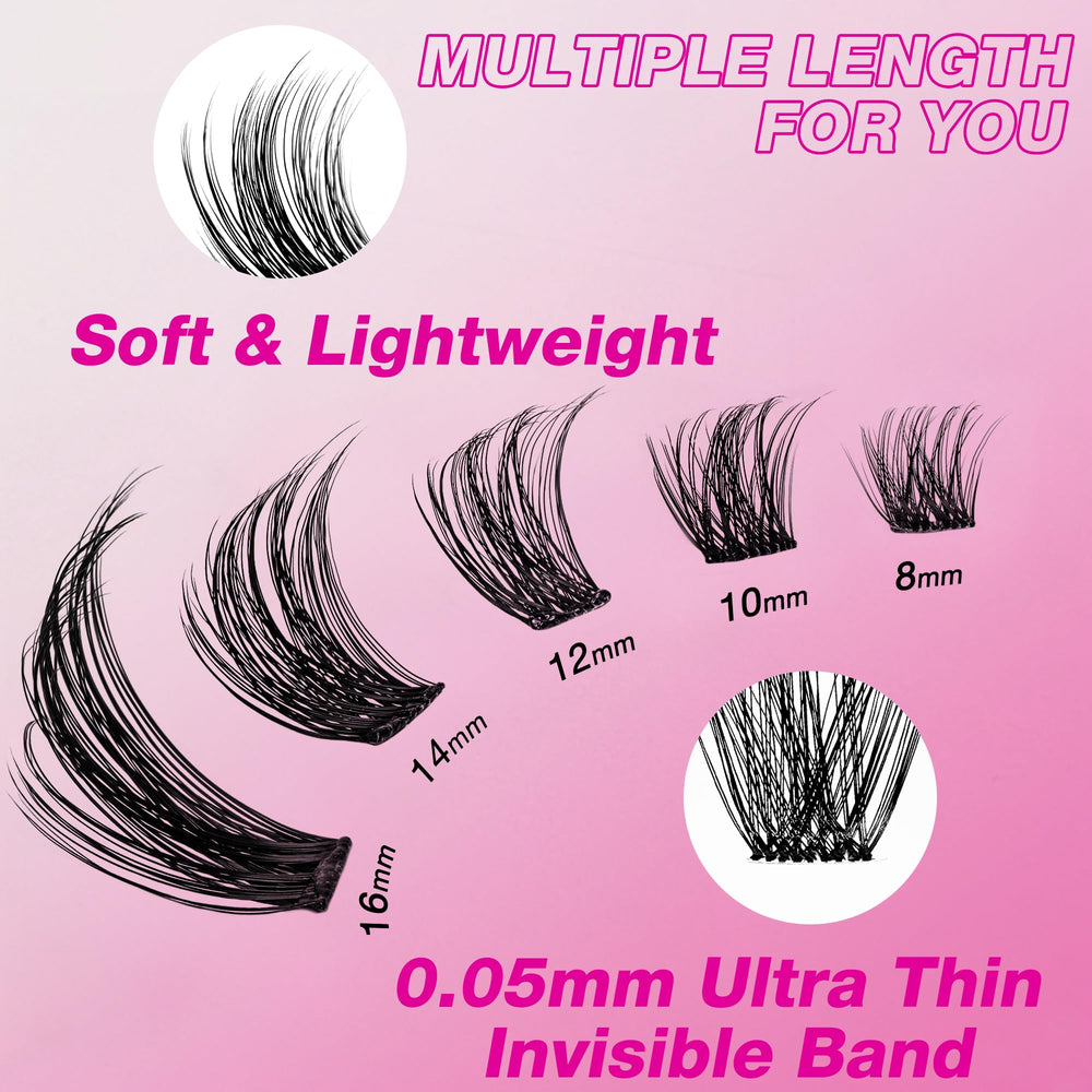 VEYESBEAUTY invisible-band clusters create a seamless lash line and comfortable wear.