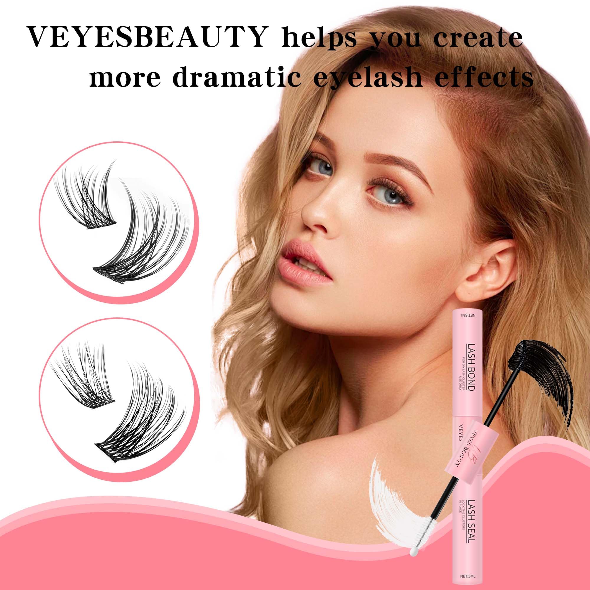 VEYESBEAUTY natural-looking finish after bonding and sealing lashes