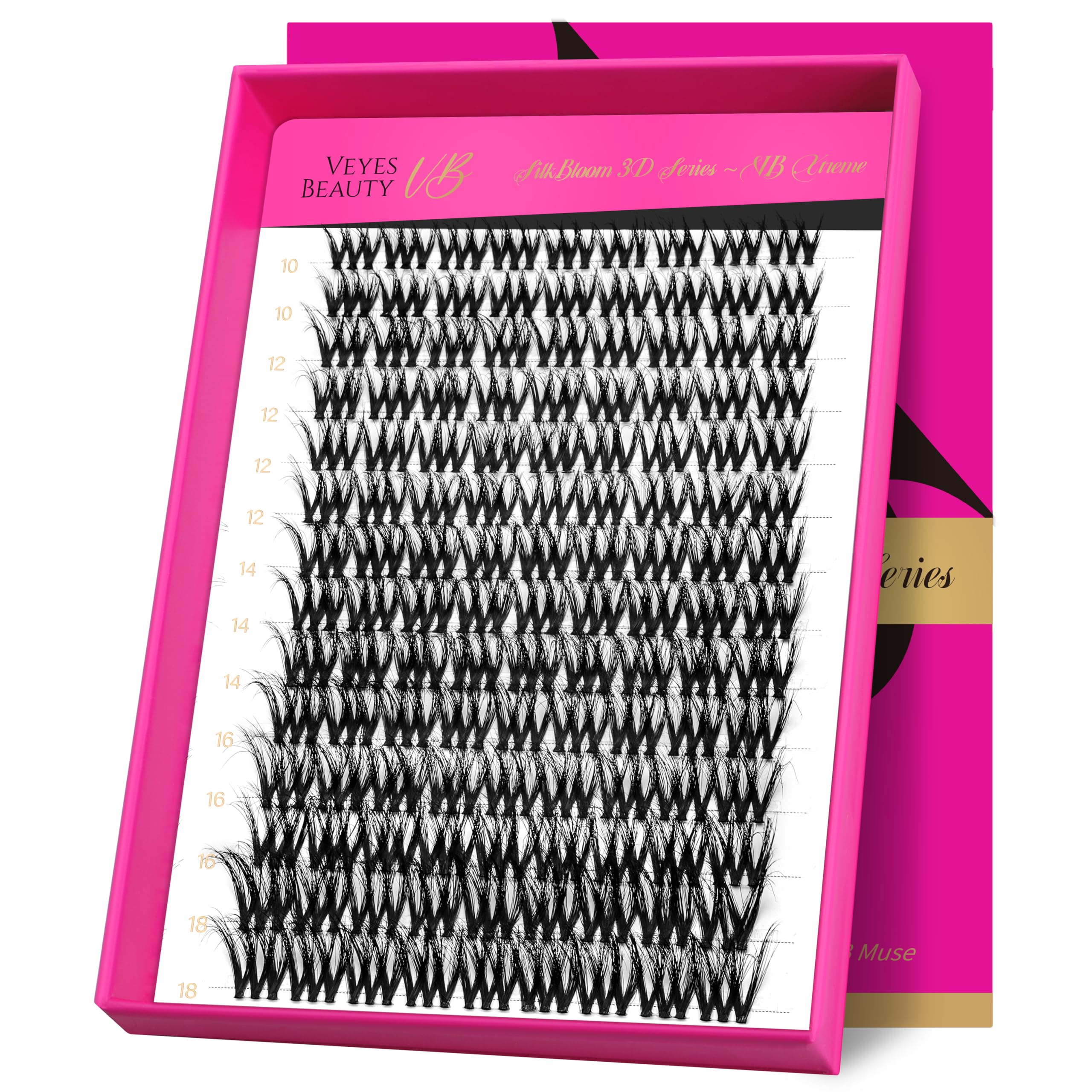 VEYESBEAUTY lash clusters for fluffy 3D volume and easy application.