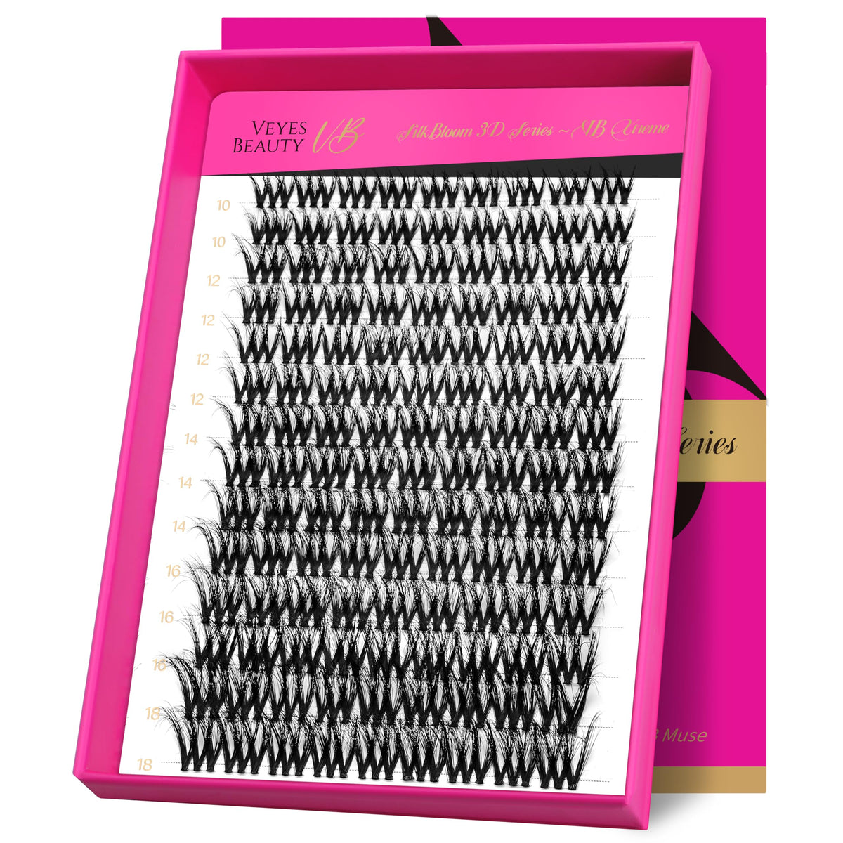 VEYESBEAUTY lash clusters for fluffy 3D volume and easy application.