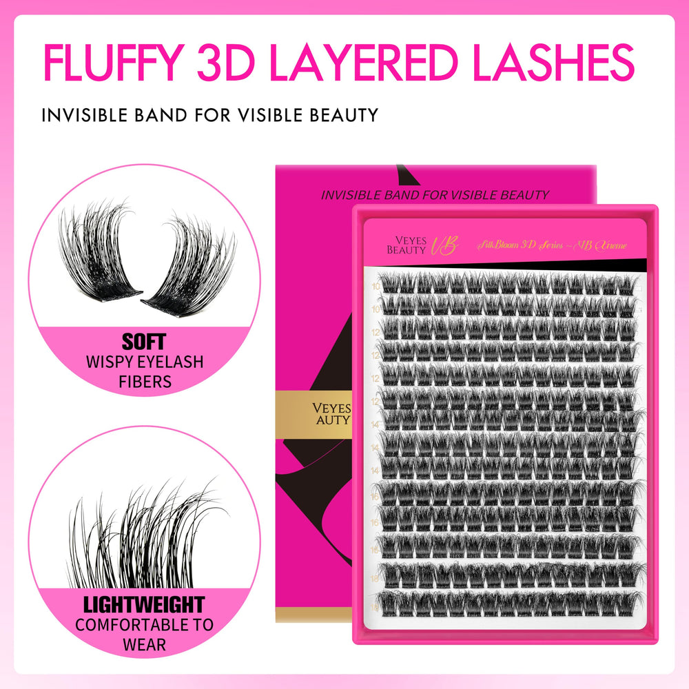 VEYESBEAUTY Lash Clusters thin invisible band for comfortable wear