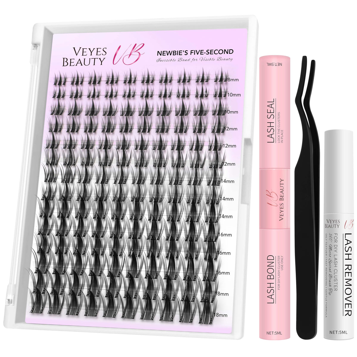 VEYESBEAUTY Manga Lash Clusters Kit packaging shows a compact, travel-friendly set for quick on-the-go lash styling.