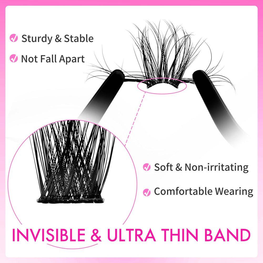 VEYESBEAUTY Thin soft band wispy lashes provide comfortable wear all day.