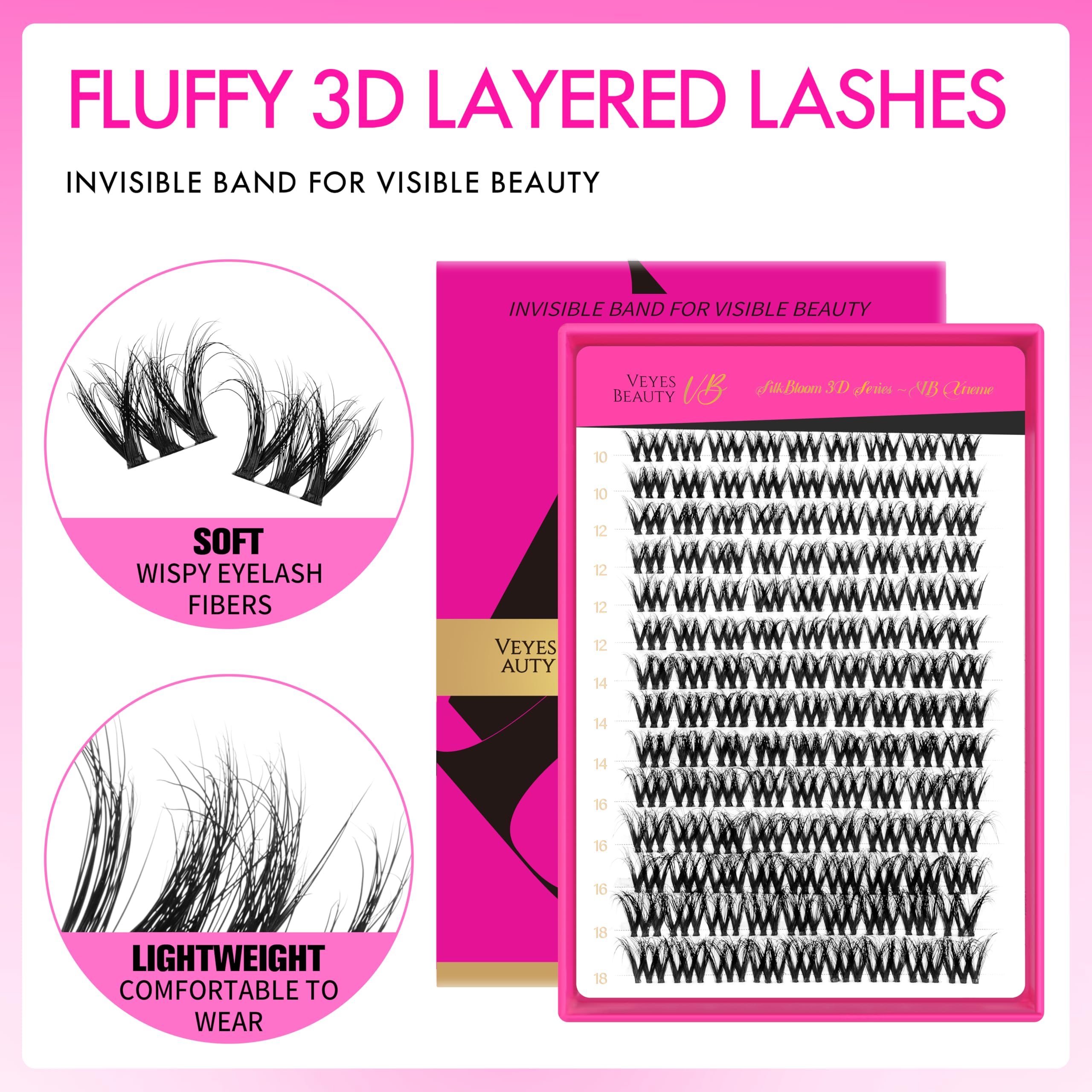 VEYESBEAUTY wide-band lashes designed for quick, secure extensions.