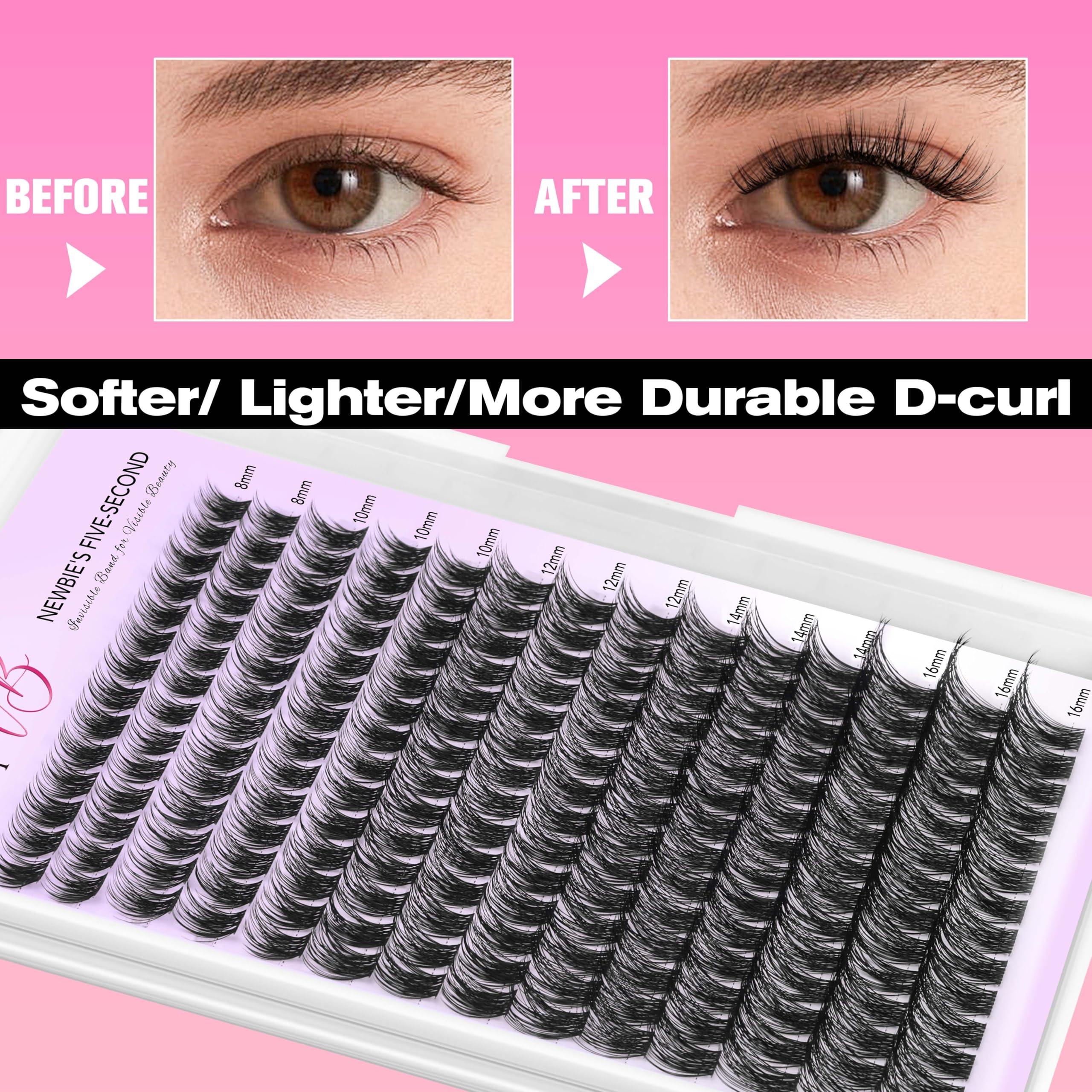 VEYESBEAUTY wispy 8-16 mm mixed-length close-up for versatile styling.