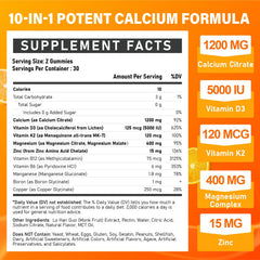 Veyttisy Calcium 1200 mg bottle label closeup highlights D3 and K2 for bone support.