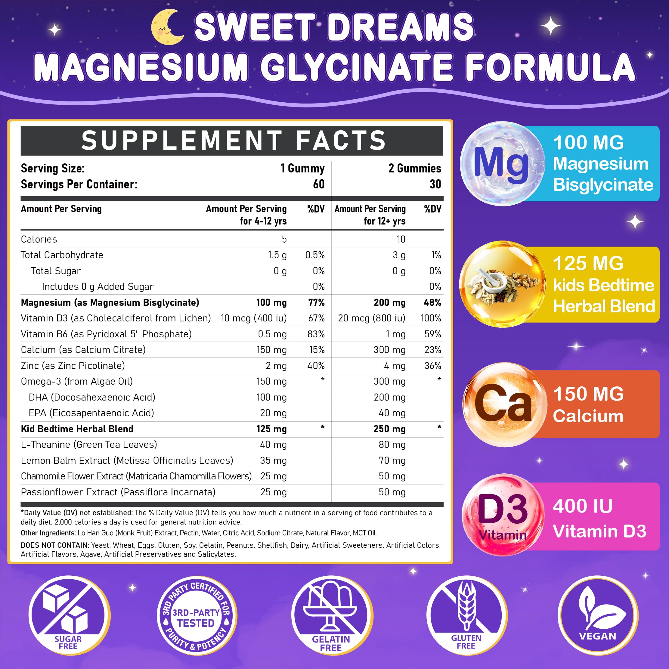 Veyttisy Magnesium Glycinate Gummies for Kids 4+ bottle open showing soft chews for bedtime routine