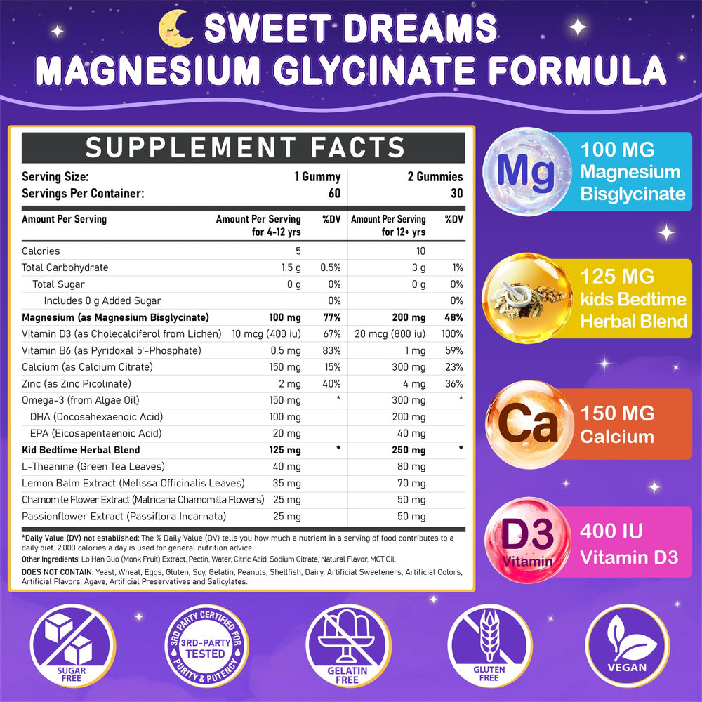 Veyttisy Magnesium Glycinate Gummies for Kids 4+ bottle open showing soft chews for bedtime routine