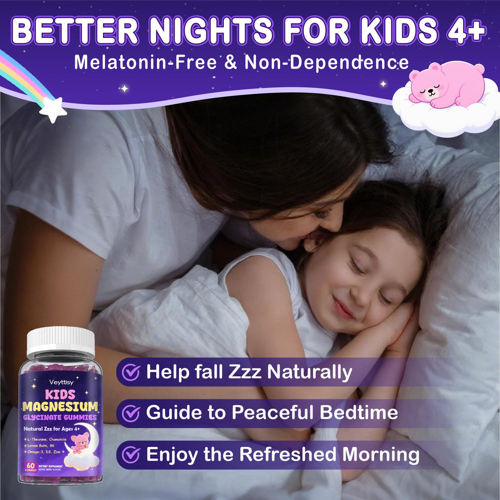 Veyttisy Magnesium Glycinate Gummies Kids berry flavor close-up highlighting natural sweetness