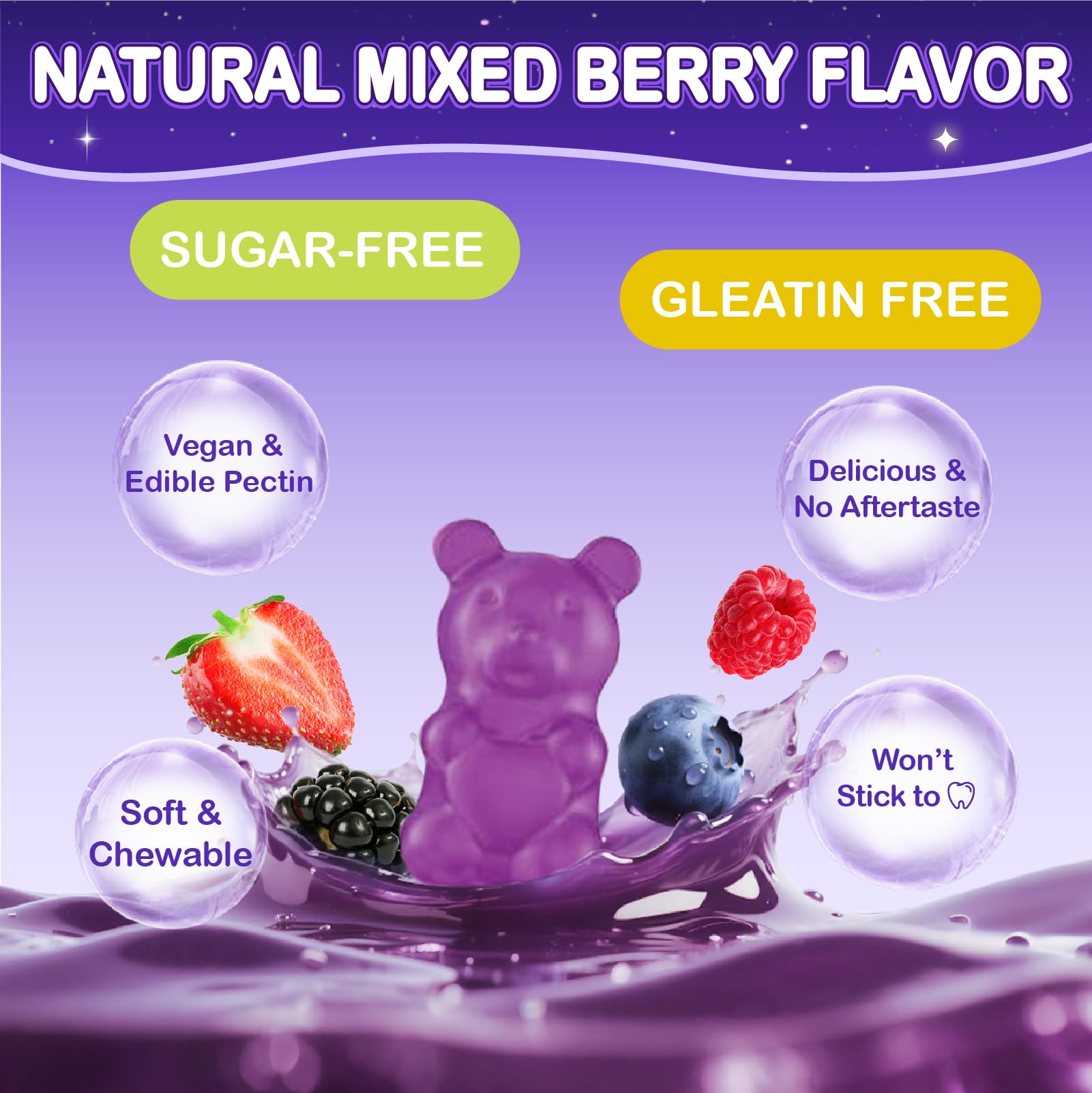 Veyttisy Gluten-free vegan gummies for kids on colorful table
